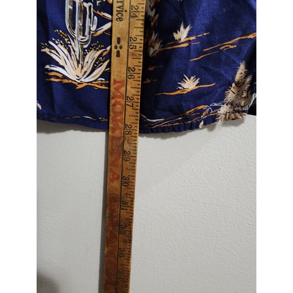 Sun + Stone Mens Western Cowboy Rodeo Print Rayon Short Sleeve Shirt Blue Large - Picture 7 of 9